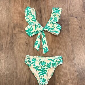 GB Tropical Leaf Print Kids Swim Set bikini size 8